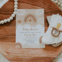 Boho regnbåge baby shower inbjudan