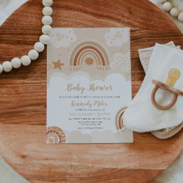 Boho regnbåge baby shower inbjudan