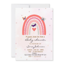 Boho regnbåge baby shower inbjudan