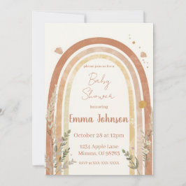 Boho regnbåge baby shower inbjudan – Akvarell