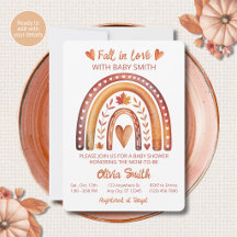 Boho regnbåge baby shower inbjudan Terracotta