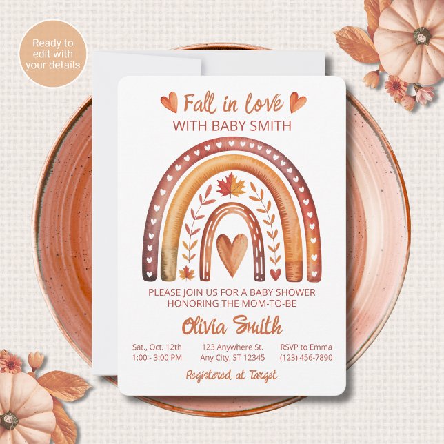 Boho regnbåge baby shower inbjudan Terracotta (Skapare uppladdad)
