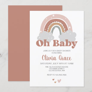 Boho regnbåge baby shower inbjudningar