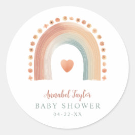 Boho regnbåge Baby Shower Klistermärke – Vattenfär