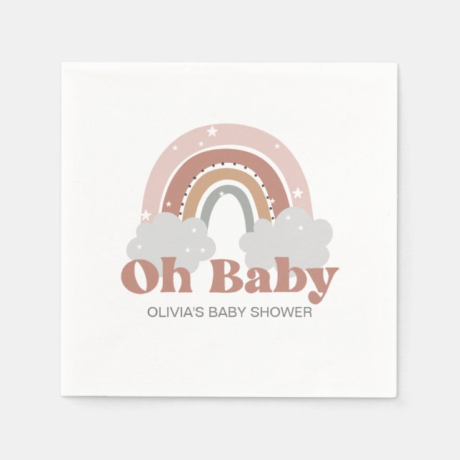 Boho regnbåge baby shower pappersservett (Framsidan)