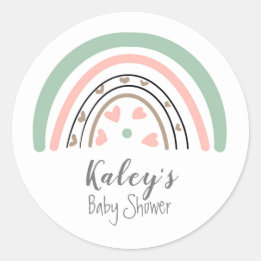 Boho regnbåge baby shower runt klistermärke