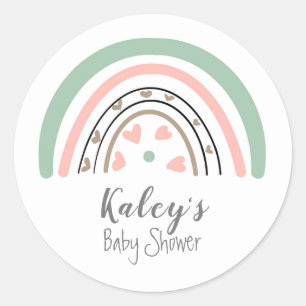 Boho regnbåge baby shower runt klistermärke
