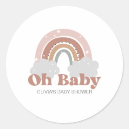 Boho regnbåge baby shower runt klistermärke