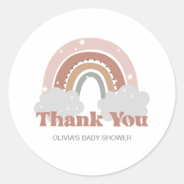 Boho regnbåge baby shower tack runt klistermärke