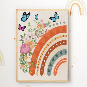 Boho regnbåge blomma barnkammare tryck barn rum af