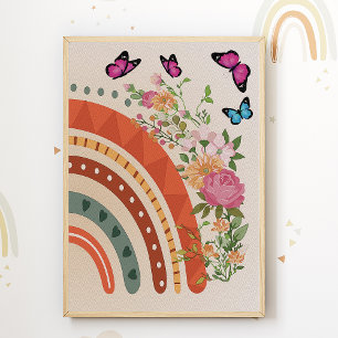 Boho regnbåge blomma barnkammare tryck barn rum po
