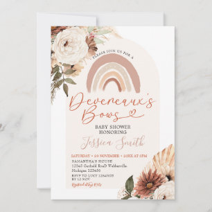Boho regnbåge blommig Devereaux's Bows Baby Shower Inbjudningar