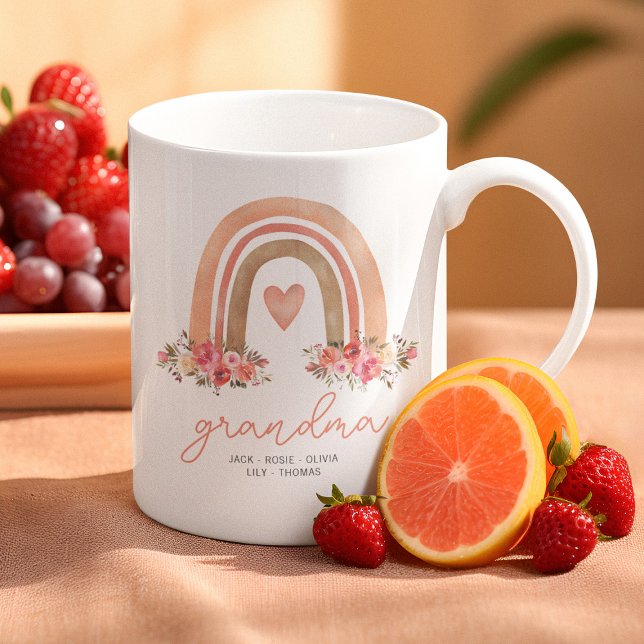 Boho regnbåge blommig mormor kaffemugg (Skapare uppladdad)