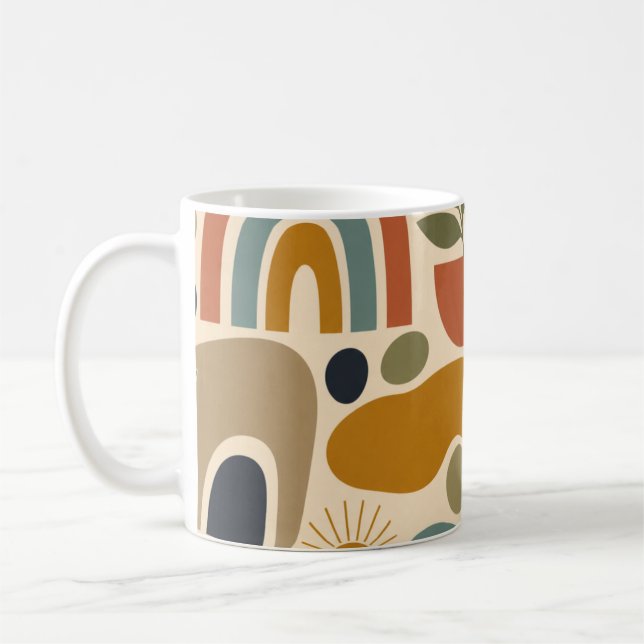 Boho-regnbåge & Botaniskt Sömlöst Mönster Kaffemugg (Vänster)
