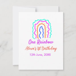 Boho regnbåge ett födelsedag barn ljus retro djärv anteckningskort