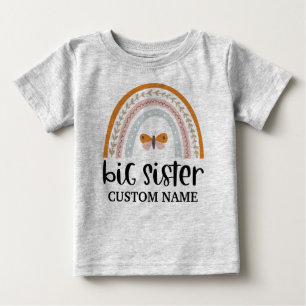 Boho regnbåge & fjäril Personlig storesyster T Shirt