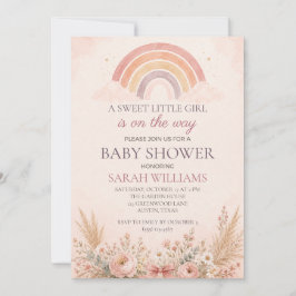 Boho regnbåge flicka baby shower inbjudningar