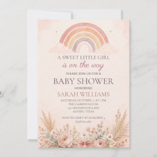 Boho regnbåge flicka baby shower inbjudningar