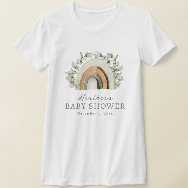 Boho-regnbåge förlossningsfest t shirt (Boho Rainbow Baby Shower T-Shirt by Painted Paperie
)