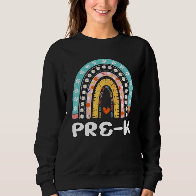 Boho regnbåge förskollärare tillbaka till skolan t shirt (Framsida)