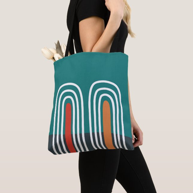 Boho regnbåge handritad design tygkasse (Närbild)