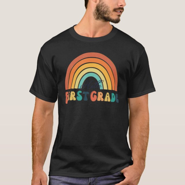 Boho regnbåge hjärta för lärare kvinnor Hej Kinder T Shirt (Framsida)