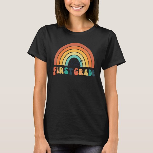 Boho regnbåge hjärta för lärare kvinnor Hej Kinder T Shirt (Framsida)