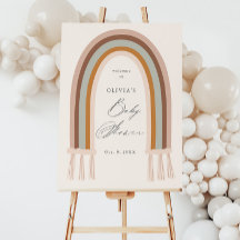 Boho regnbåge jordton Baby Shower Välkommen