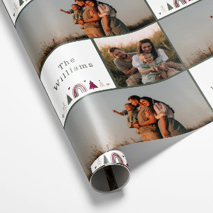 Boho regnbåge jul familjefoto collage presentpapper