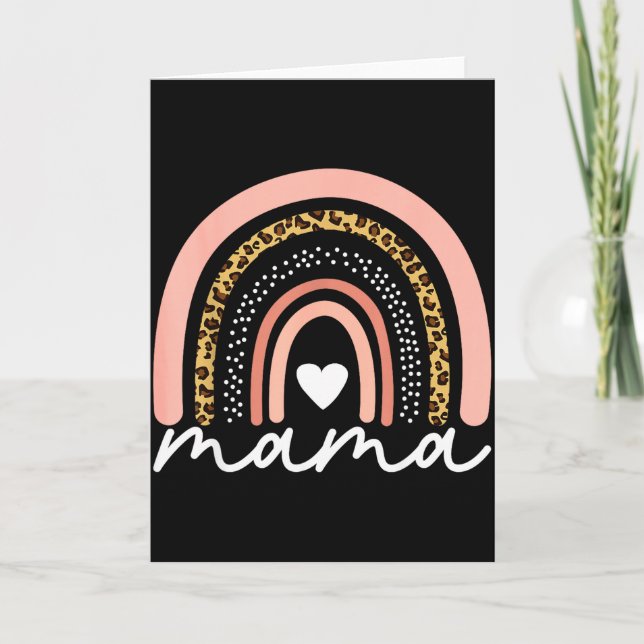 Boho regnbåge Mamma Leopard Mödrars dag Söt Mamma  Kort (Framsida)
