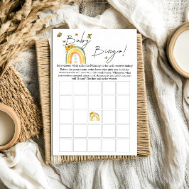 Boho regnbåge med solros baby shower Bingo spel