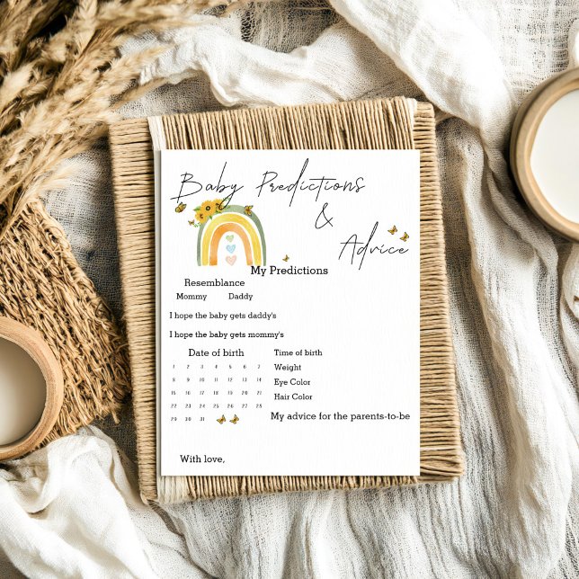 Boho regnbåge med solrosor Baby Förutsägelse spel (Skapare uppladdad)
