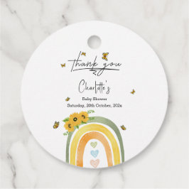 Boho regnbåge med solrosor Baby Shower Gåvor Etiketter