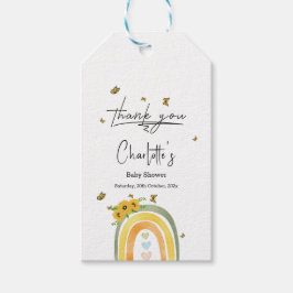 Boho regnbåge med solrosor Baby Shower Presentetikett