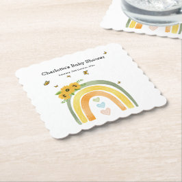 Boho regnbåge med solrosor Baby Shower Underlägg Papper