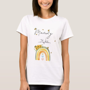 Boho regnbåge med solrosor Blivande mamma T Shirt