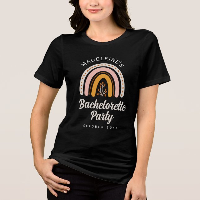 Boho regnbåge möhippa svart  t shirt (Framsida)