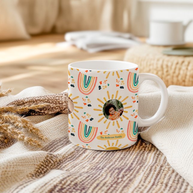 Boho regnbåge morgonsol familjefoto collage kaffemugg (Skapare uppladdad)