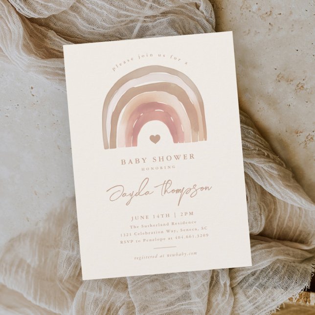 Boho regnbåge Neutralt Bebis firande Inbjudningar (Boho Rainbow Neutral Baby Shower Invitations.)