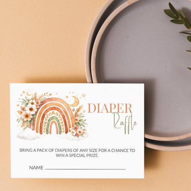 Boho regnbåge Neutralt Bebisbad Diaperlotteri Tilläggskort (Skapare uppladdad)