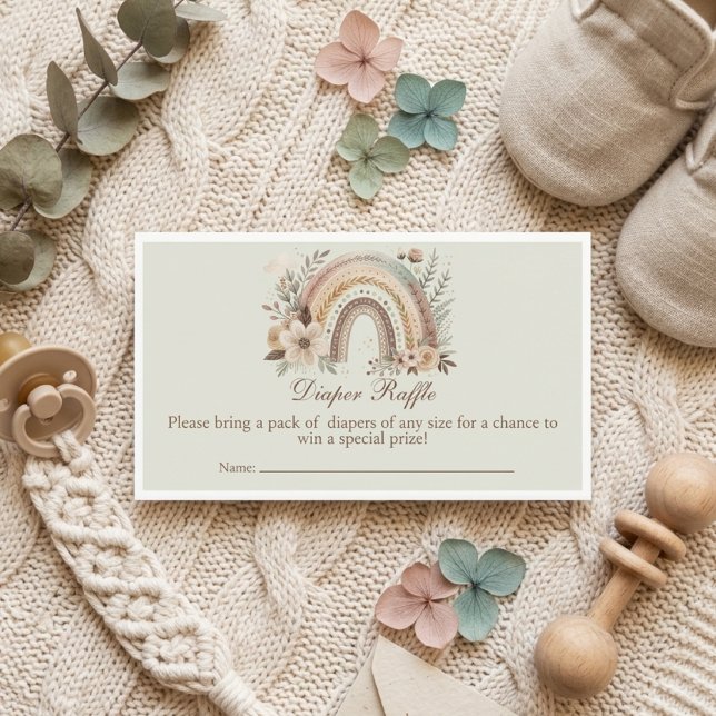Boho regnbåge och blommor Baby blöja lotteri kort (Skapare uppladdad)
