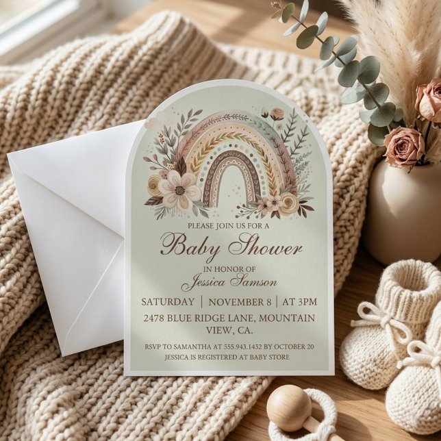 Boho regnbåge och blommor baby shower inbjudan (Skapare uppladdad)