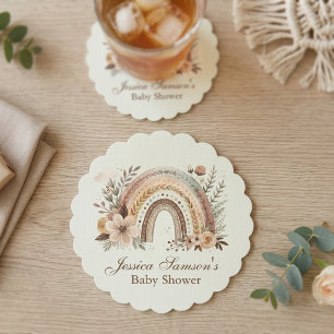 Boho Regnbåge Och Blommor Baby Shower Underlägg Papper