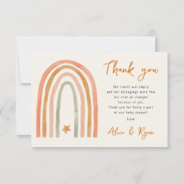 Boho regnbåge och stjärna baby shower dikt tack kort