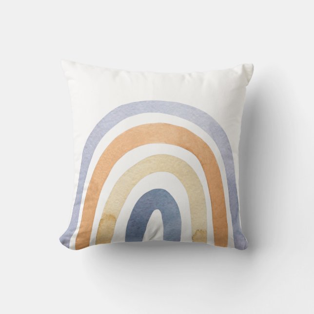 Boho regnbåge pastell beige lila kudde (Framsida)