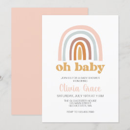Boho regnbåge rosa baby shower inbjudan