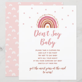 Boho regnbåge Säga inte baby shower spel