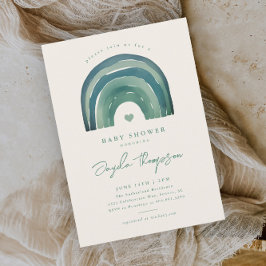Boho regnbåge Sage grön baby shower Inbjudningar