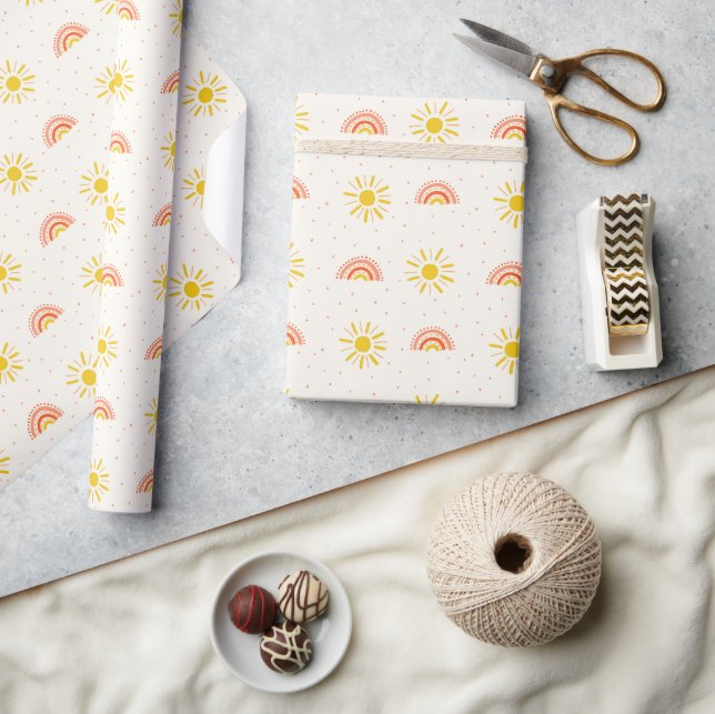 Boho regnbåge & solsken Söt bebismönster Presentpapper (Hantverk)