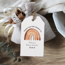 Boho regnbåge Tack Baby Shower presentetiketter